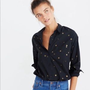 Madewell Black & Gold Star Print Button Down